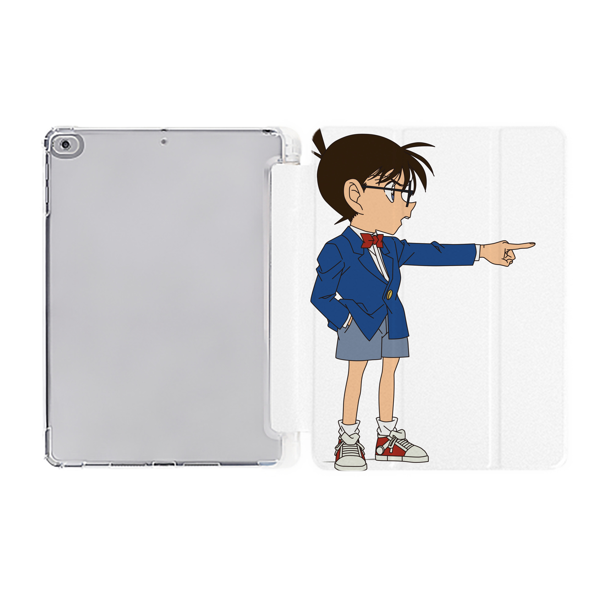 （画像用） 名探偵コナン 江戸川 コナン Detective Conan Conan Edogawa IPad ケース ペン収納付き 三つ折りスタンド PUレザー×シリコン 対応機種9.5/10.5/10.9インチ